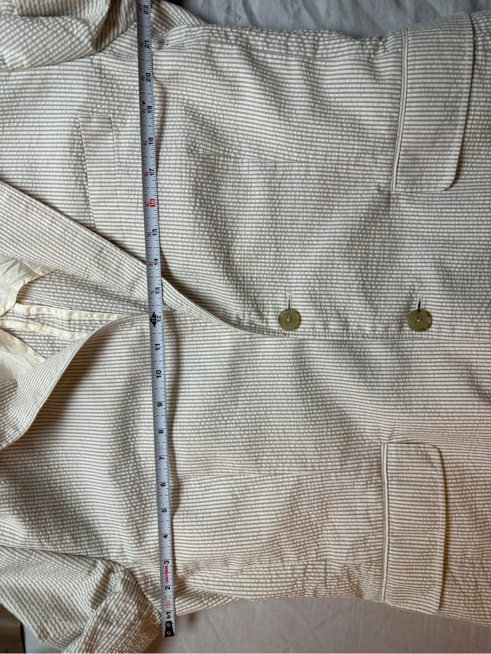 J.Crew 44R Tan Seersucker Cotton Blazer Sport Coat Two Button